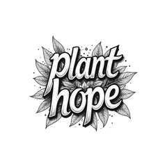 Plant hope quote typography, calligraphy design for t shirt, greetings card, calendar design idea. eco friendly, tree plantation, green movement t shirt design