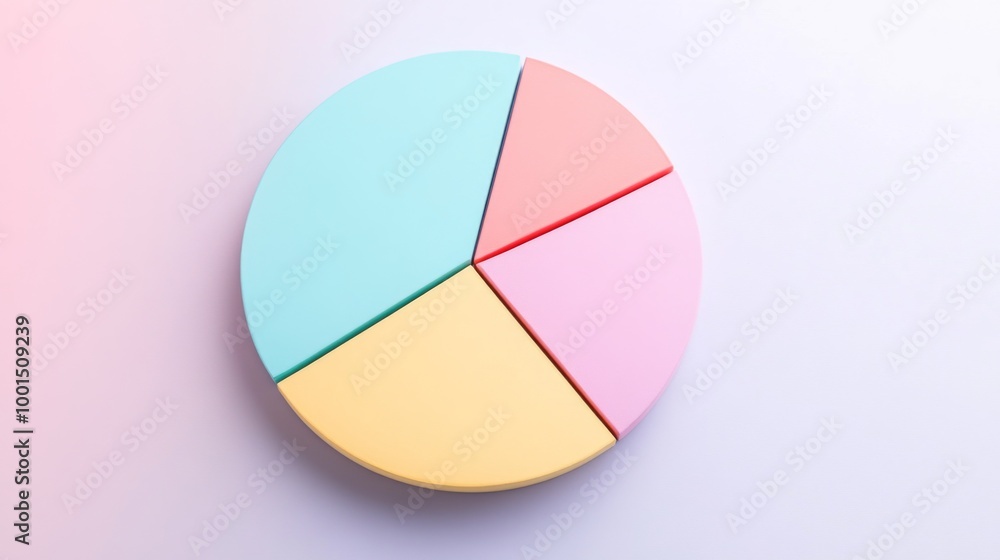 Aufkleber a minimalistic pie chart with pastel-colored slices representing different budget categories, displa
