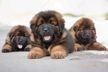 Obraz premium Fluffy adorable puppies with cute expressions, fur and happy faces for family and animal lovers