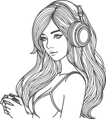 line art bride girl and mordan Woman line Drawing design.