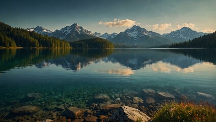 Beautiful mountain lake view.