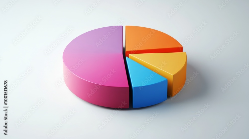 Leinwandbilder a multi-colored 3d pie chart in a minimalist style, with sections slightly lifted to show the data s