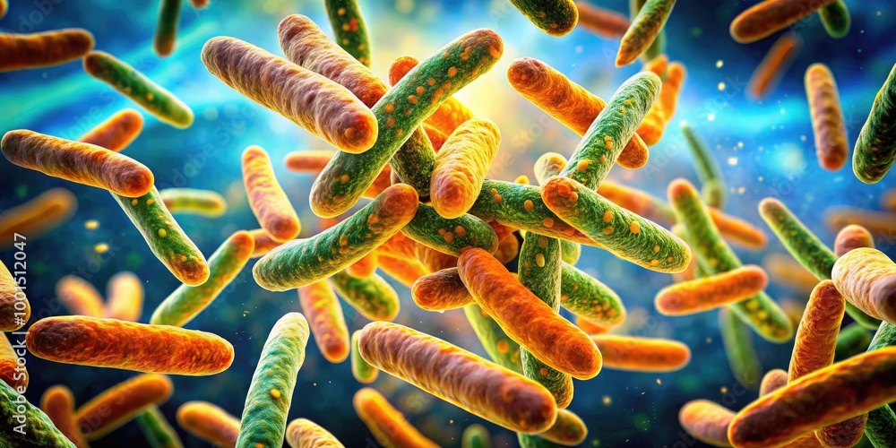 Poster detailed image of mycobacterium tuberculosis under microscope showing bacterial structure and featur