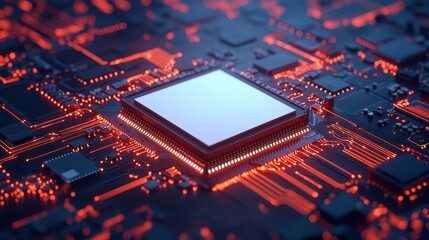 3D render of a next-gen computer processor with advanced cooling, Engineering Drawing, Tech Hardware