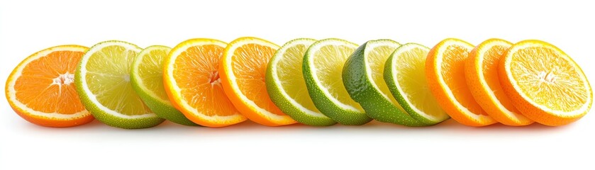 Fototapeta premium Sliced citrus fruits on white background