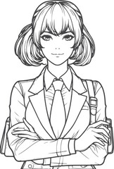 line art bride girl and mordan Woman line Drawing design.