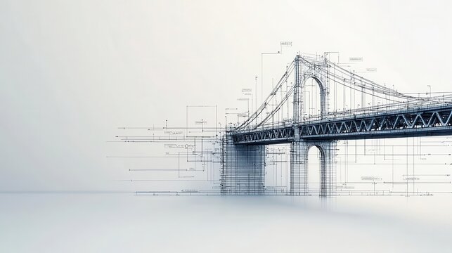Structural analysis diagram of a bridge under load, Engineering Drawing, Civil Engineering
