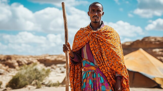 A man dressed in a traditional Somali ma awis and kameez