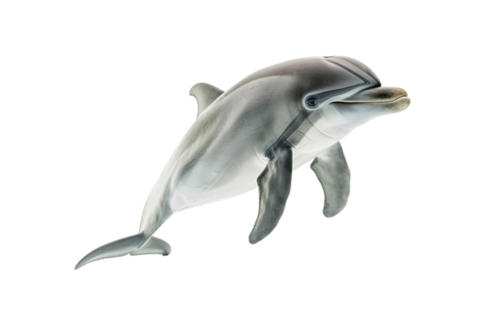Majestic dolphin swimming gracefully in the ocean isolated on transparent background