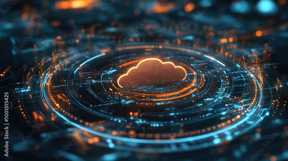 Aufkleber sleek digital network with a central cloud logo, representing advanced technology and seamless data 