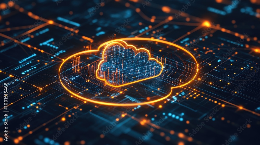 Aufkleber sleek digital network with a central cloud logo, representing advanced technology and seamless data 