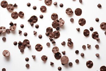 Obraz premium Dark chocolates Flying in the air for design Background 