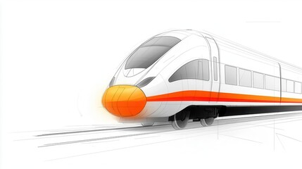 Naklejka premium Concept art of a high-speed train design with aerodynamic features, Engineering Drawing, Transport Engineering