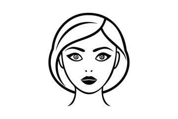 Female Eye, Lip, Nose and Face Silhouette Icon  Line Art Vector Illustration Transparent White Background