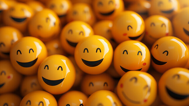 Happy yellow smiley emoji expressing joy and cheerful mood cartoon faces illustration