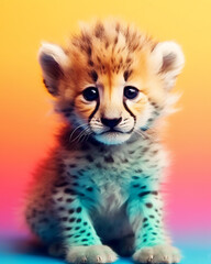 Obraz premium Transform your space with a multicolor baby cheetah and a gorgeous Wild Animal Portraits