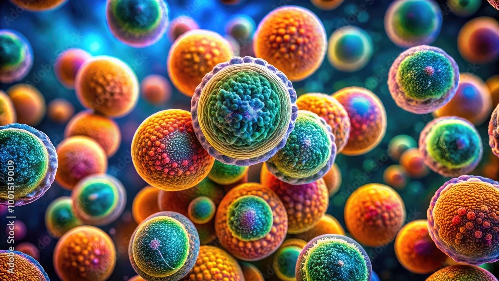 Poster detailed view of malassezia yeast under microscope showing structure and cellular features clearly