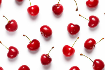 Red cherry Flying in the air seamless Background 