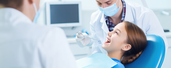 Young girl happily smiles while sitting in a dental chair