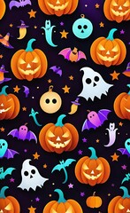 halloween seamless pattern with pumpkins