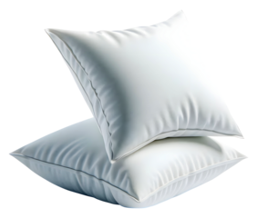 Two white pillows png white cushion bedding png transparent background image