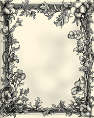 Elegant floral frame with decorative vintage border design featuring artistic ornamental details