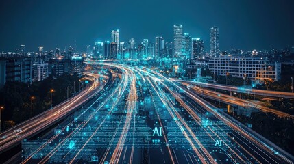 Fototapeta premium MODERN ROAD AND THE WORDS AI on it