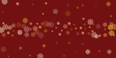 Red christmas background with de-focused lights and falling snowflakes Fun Christmas Pattern of xmas ornaments and icons.