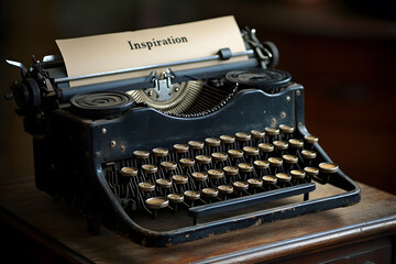 Old Typewriter With The Word Inspiration Typed On Paper