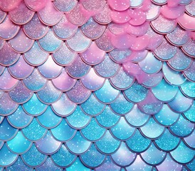 Pastel pink and blue mermaid scales with glitter texture background