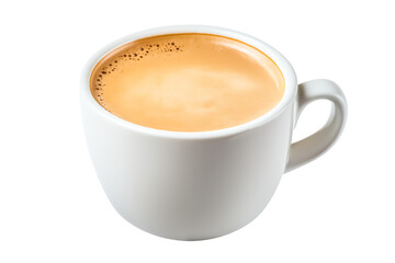 Fototapeta premium A creamy, freshly brewed cup of coffee with a rich frothy top, served in a white mug on transparent background, perfect for a morning pick-me-up