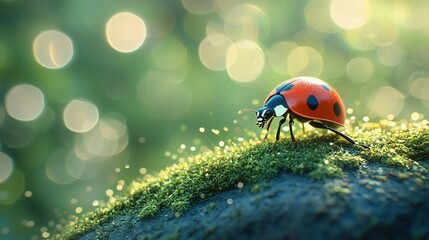 Macro shot of a ladybug on stone