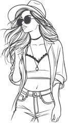 line art bride girl and mordan Woman line Drawing design.