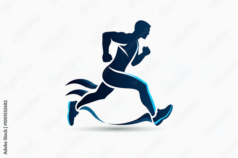 Poster minimalist runner icon, featuring clean lines showing a person mid-stride, capturing the essence of 