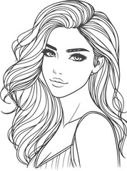 line art bride girl and mordan Woman line Drawing design.