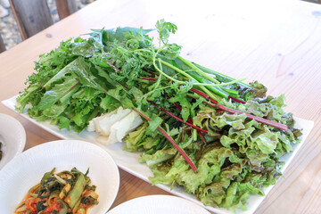 Korean food ingredients. assorted vegetables
