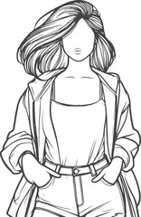 line art bride girl and mordan Woman line Drawing design.