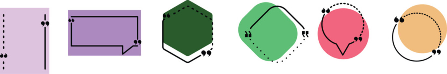 Quote box frame set Text blog information colorful set. vector eps10.