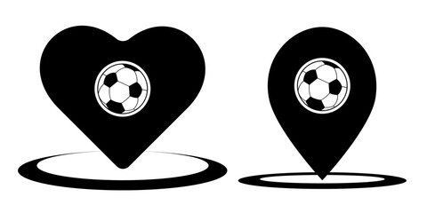 Soccer map pin line icon. linear style sign for mobile concept and web design. Map pointer with football ball outline vector icon. Symbol, logo illustration. Vector graphics