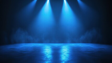 Obraz premium Dramatic Blue Stage Lighting with Fog Effects