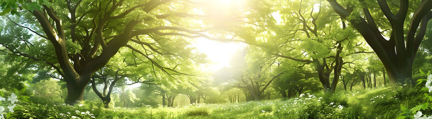 Fototapeta premium Sun rays through the trees 