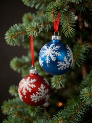 Christmas Ornaments on a Tree
