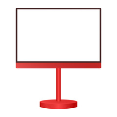 Fototapeta premium Black and red information panel. Screen mockup, empty frame. Display or signboard isolated on a transparent background. 3d mockup of a signboard with transparent screen 