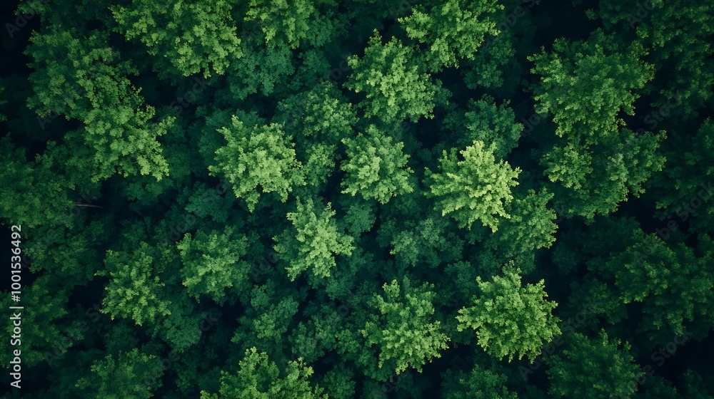Aufkleber Aerial top view forest tree Rainforest ecosystem and healthy environment concept and background Texture of green tree forest view from above : Generative AI