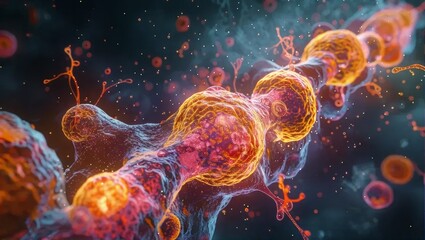 Naklejka premium Vibrant Abstract Cell Structure with Dynamic Colors