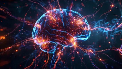 Colorful Abstract Brain with Glowing Effects