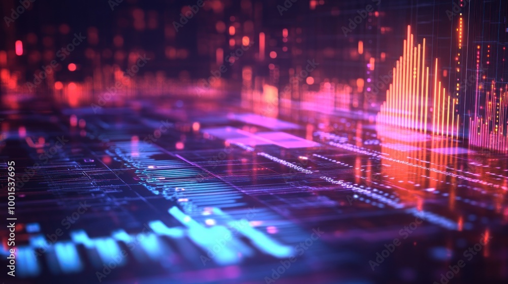 Aufkleber digital data interface with colorful neon lights