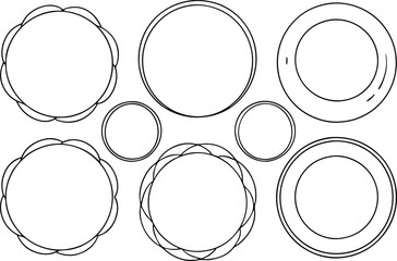 Hand drawn circle line sketch set. Vector circular scribble doodle round circles design element, vector illustration on white background.