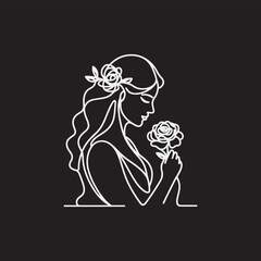 line art bride girl and mordan Woman line Drawing design.