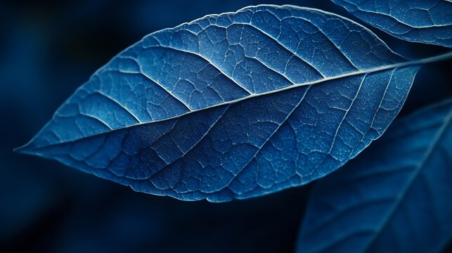 Closeup of a blue leaf texture abstract background : Generative AI